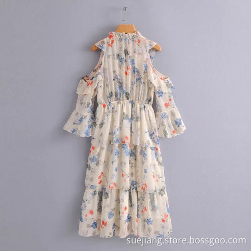 Woman Halter Midi Fashion Casual Shoulder Off dress